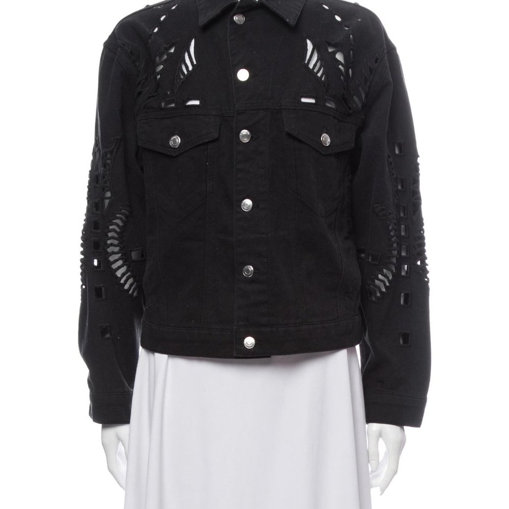 IRO Black Denim Laser Cut Embroidery Jacket XS S